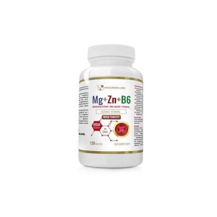 Хранителна добавка Progress Labs, Mg + Zn + Vit B6 120 таблетки