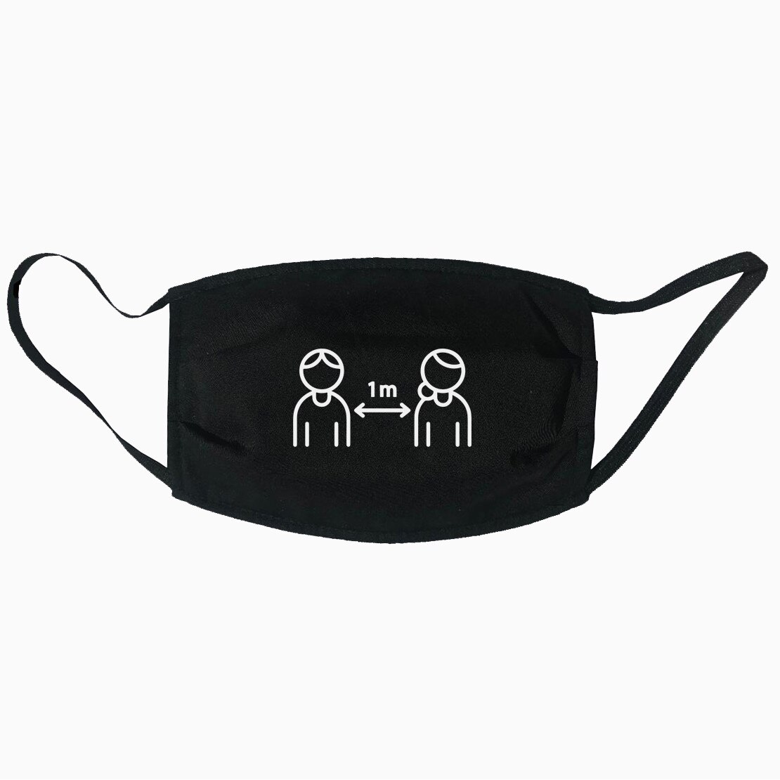 Masca personalizata reutilizabila, din material textil, cu imprimeu ”1 metru” , neagra