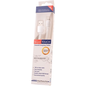 Cablu de date Super TOUCH, Lightning, 1 m, Alb Cablu de date Super TOUCH, Lightning, 1 m, Alb