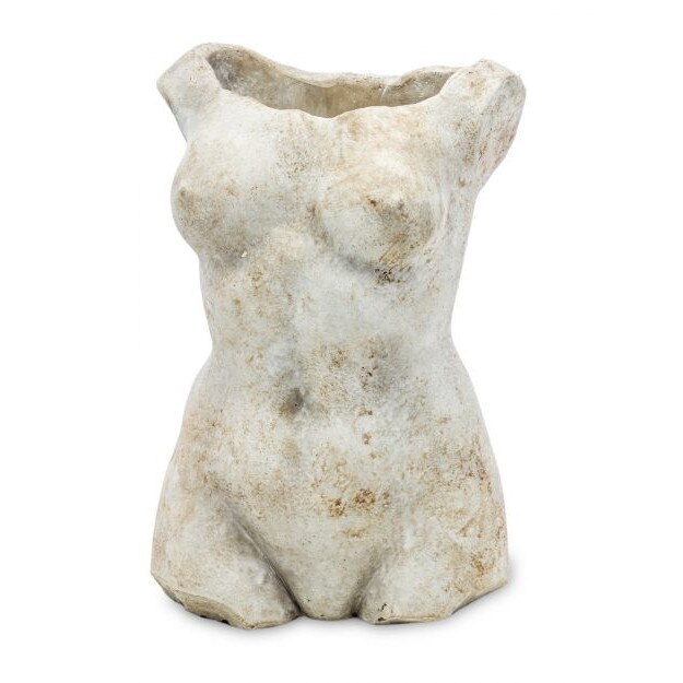 Decoratiune, bust femeie, gri, 28x17x12 cm