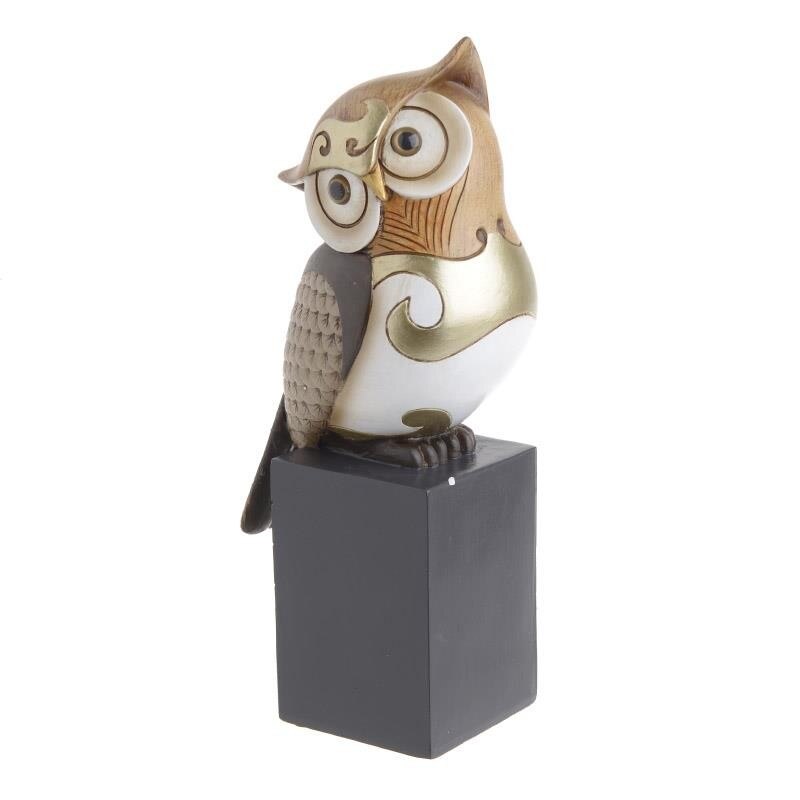 Bufnita decorativa din rasina, multicolor, 11 x 8 x 24 cm