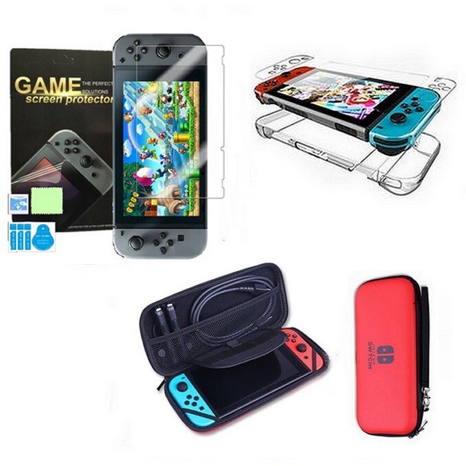 Set 3 Bucati Husa Nintendo Switch + Protectie Ultra Slim Transparenta + Screen Protector
