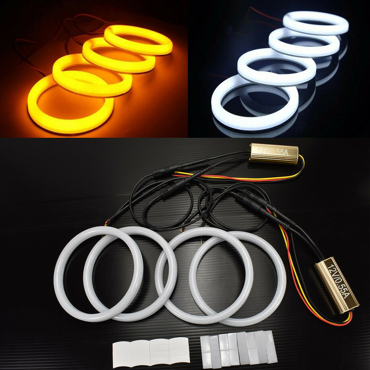 Kit Angel Eyes Cotton DRL Alb Semnal Galben BMW Seria 3 E46 2D Facelift ...