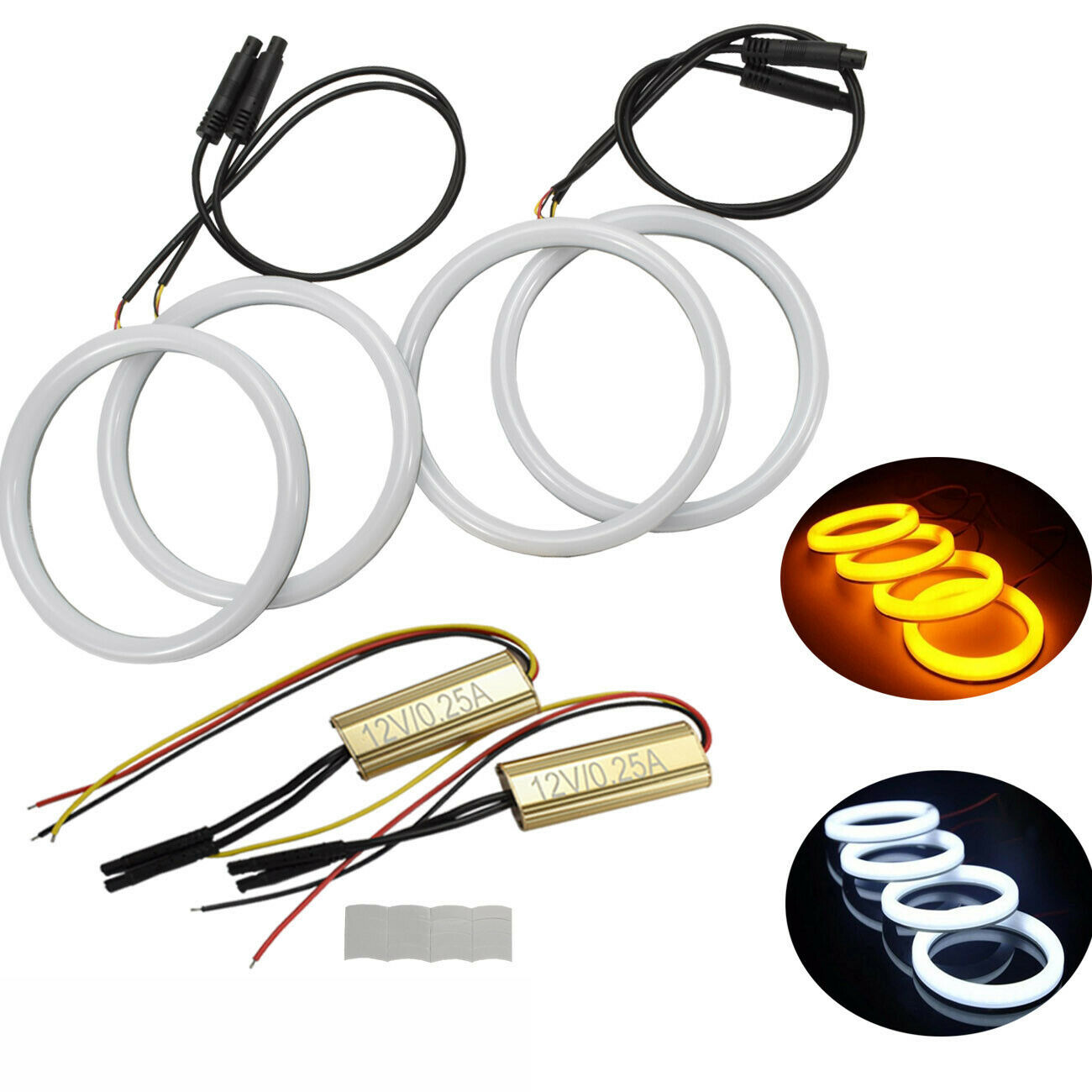 Kit Angel Eyes Cotton DRL Alb Semnal Galben BMW Seria 3 E46 2D Facelift ...
