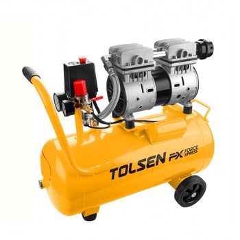 Compresor aer 24 L, TOLSEN, 7 bar, 800 W, silentios si fara ulei Compresor aer 24 L, TOLSEN, 7 bar, 800 W, silentios si fara ulei