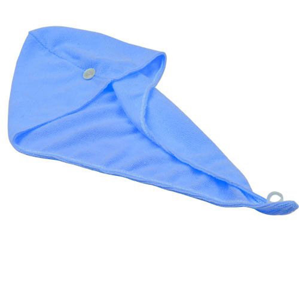 Prosop pentru uscat parul, prevazut cu un nasture pentru o fixare cat mai buna, LRTM K1, albastru