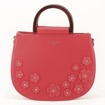 Geanta rosie cu manere din lemn Flowers Rosu Geanta rosie cu manere din lemn Flowers Rosu