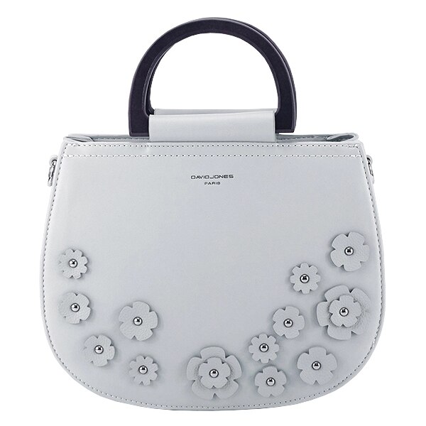 Geanta gri cu manere din lemn Flowers Gri