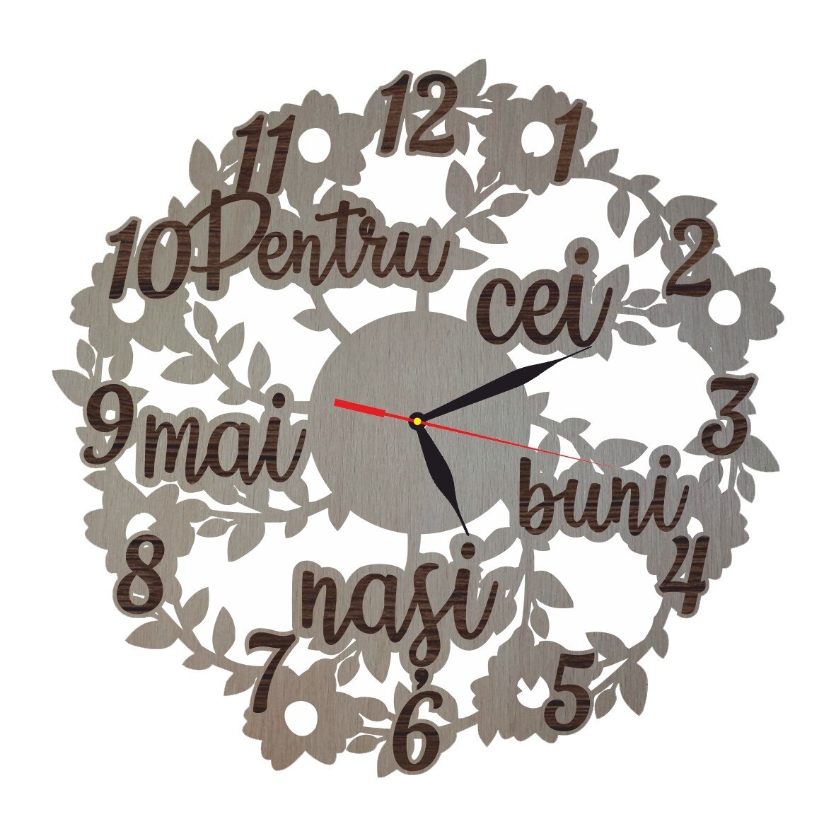 Ceas personalizat nasi, Lemn, 40cm, CN006