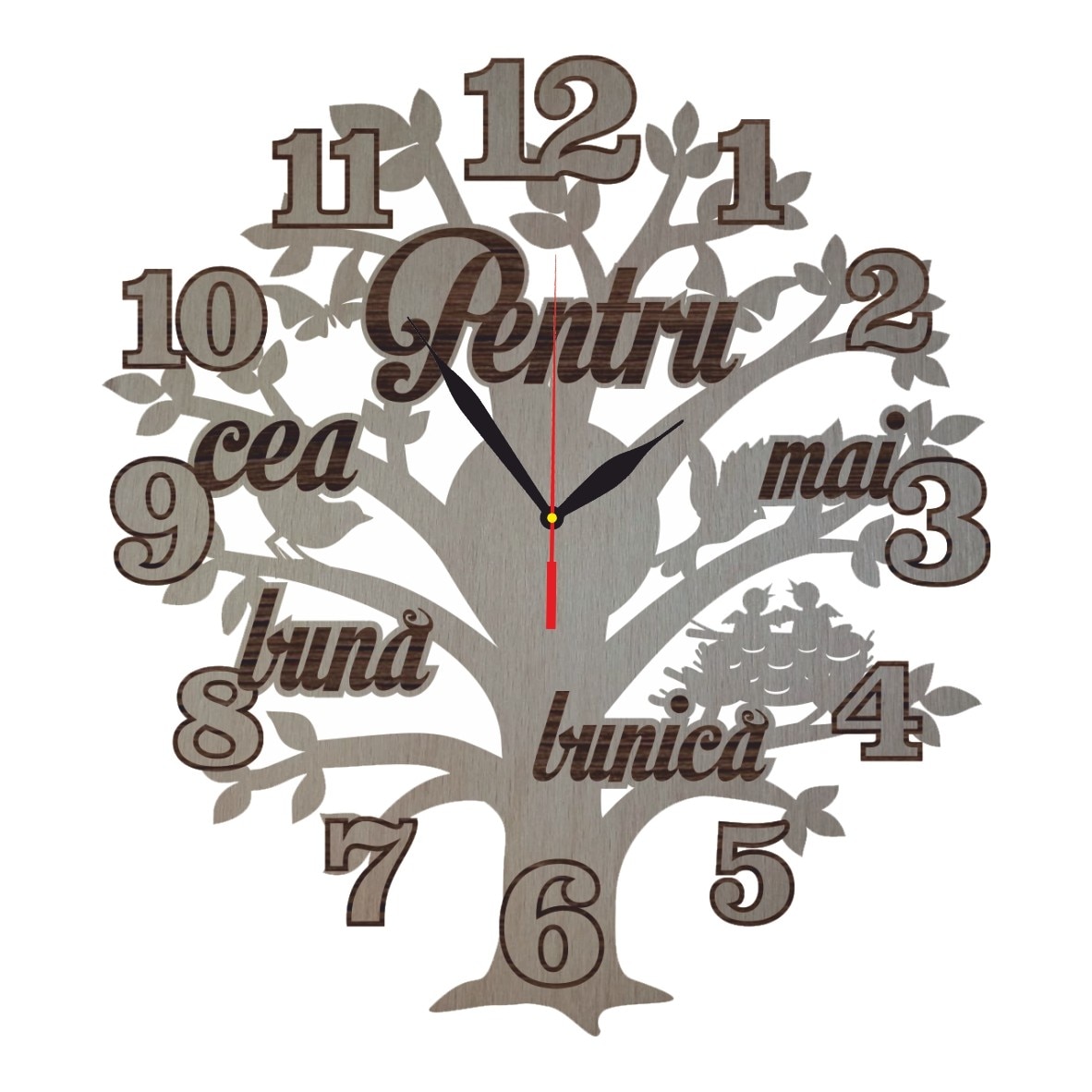 Ceas personalizat pentru bunica, Lemn, 40x36cm, CMB002