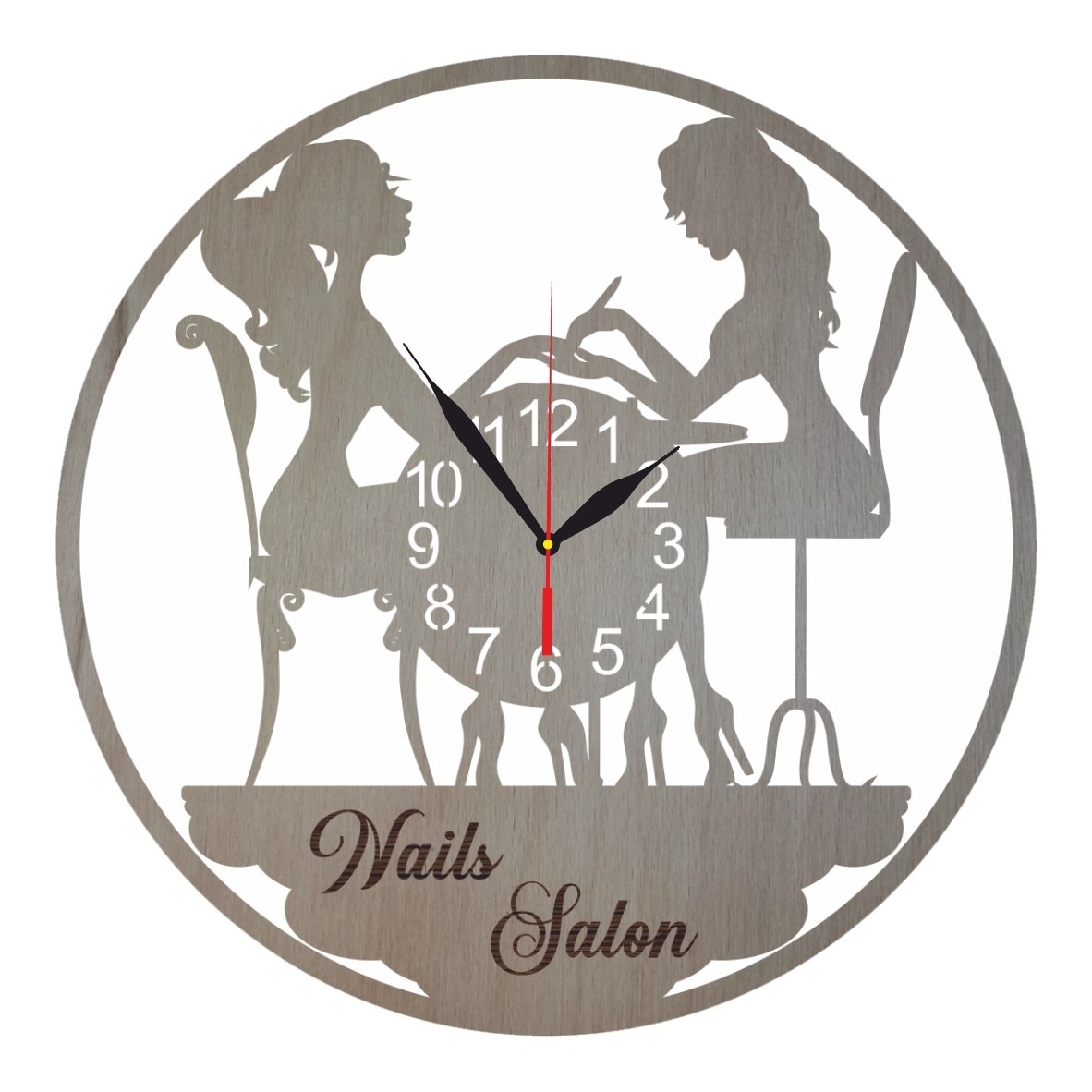 Ceas salon unghii personalizat, Lemn, 40cm, CBH004