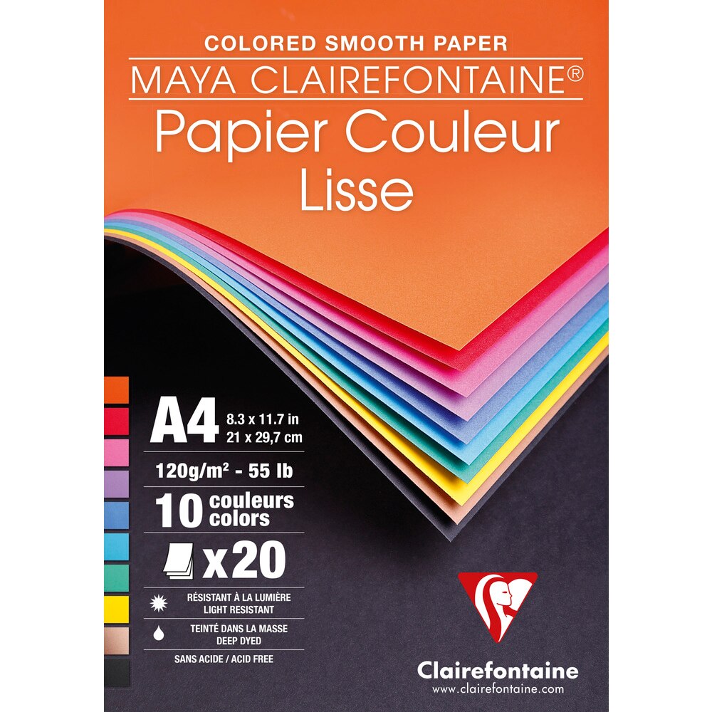 Caiet de schite Clairefontaine A4 , 20 de file, 120 g, culori asortate