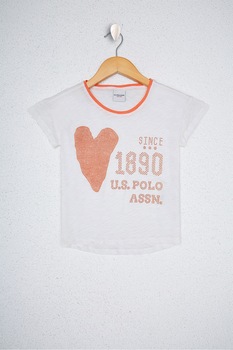 U.S. Polo Assn., Tricou cu tinte, Alb/Roz prafuit U.S. Polo Assn., Tricou cu tinte, Alb/Roz prafuit