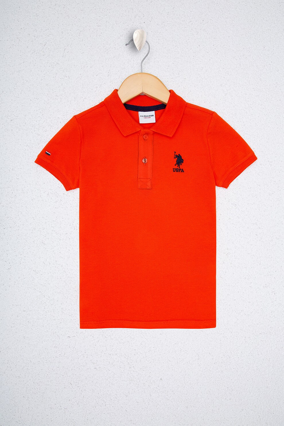 U.S. Polo Assn., Tricou polo cu broderie logo pe piept Q, Corai