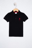 U.S. Polo Assn., Tricou polo cu broderie logo pe piept, Negru, 116-122 CM Standard