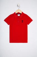 U.S. Polo Assn., Tricou polo cu broderie logo pe piept, Rosu, 158-164 CM Standard