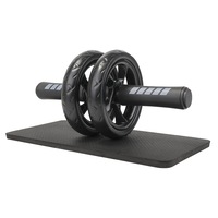 Roata pentru abdomen Ab Roller SlowTon, include covoras pentru picioare, Negru