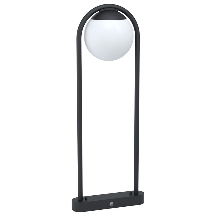 Stalp exterior, PRATA VECCHIA, EGLO, E27, 1x28W, otel zincat, negru, plastic, alb, 32 x 20 x 85 cm, IP44