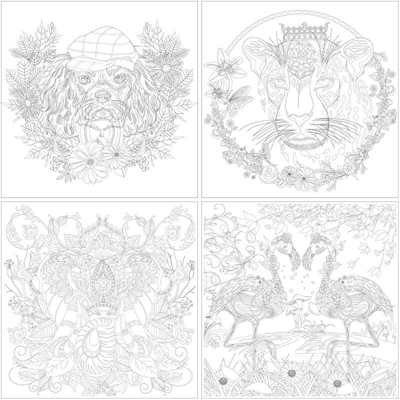 Set 4 modele carton pre-desenat Garden Art Therapy Phoenix