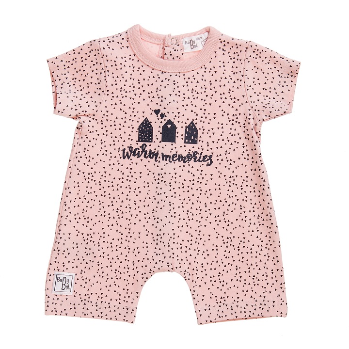 Salopeta Babybol pentru bebe fetita, Roz prafuit, 56 CM