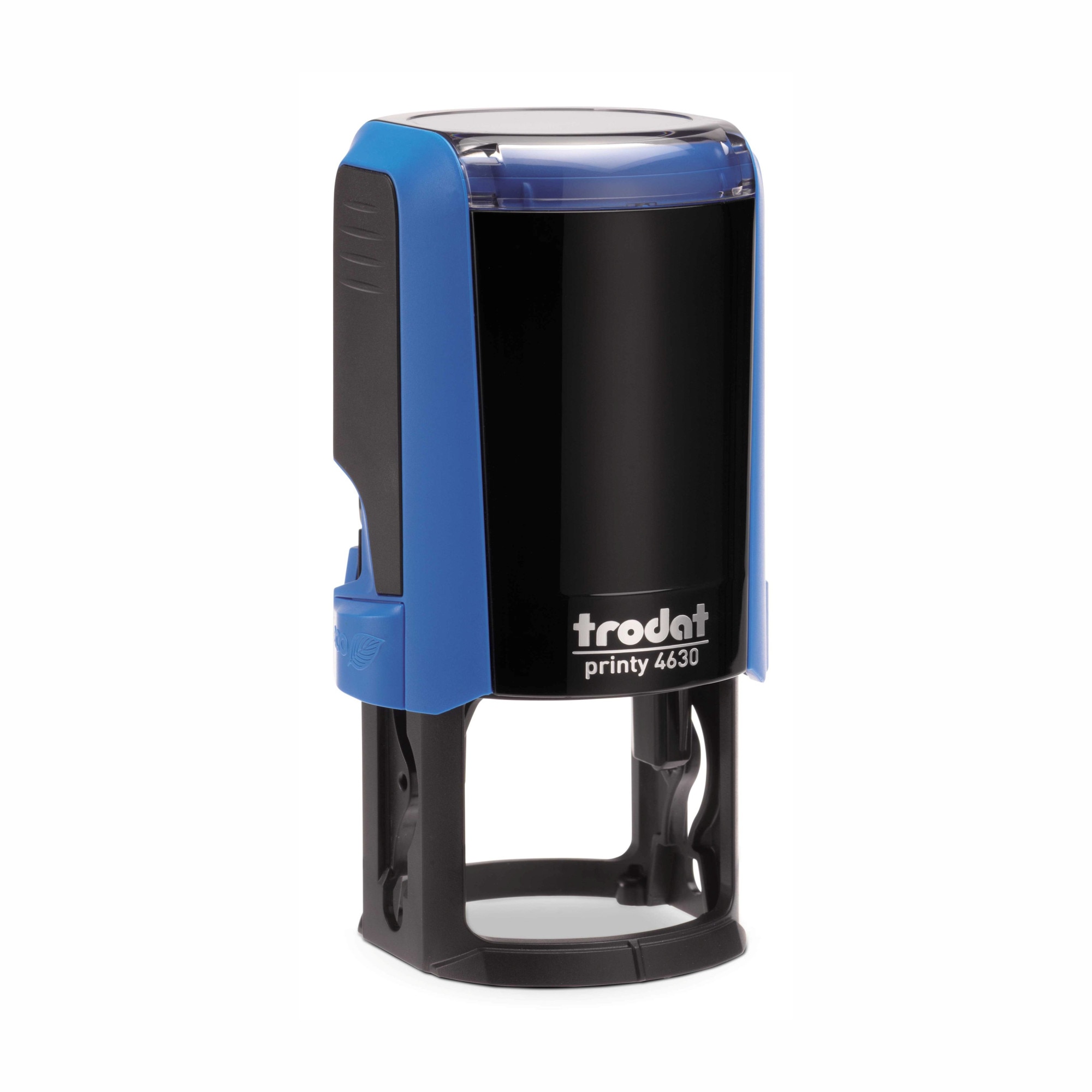 Stampila pentru Firma (S.R.L. / S.A.), TRODAT Printy 4630 cu capac de protectie, Rotund cu diametrul 30mm, Albastra