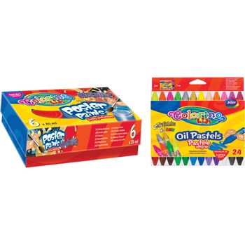 Pachet format din Acuarele Colorino metalice 20 ml, 6 culori si Acuarele Colorino pe baza de ulei, 24 de culori Pachet format din Acuarele Colorino metalice 20 ml, 6 culori si Acuarele Colorino pe baza de ulei, 24 de culori