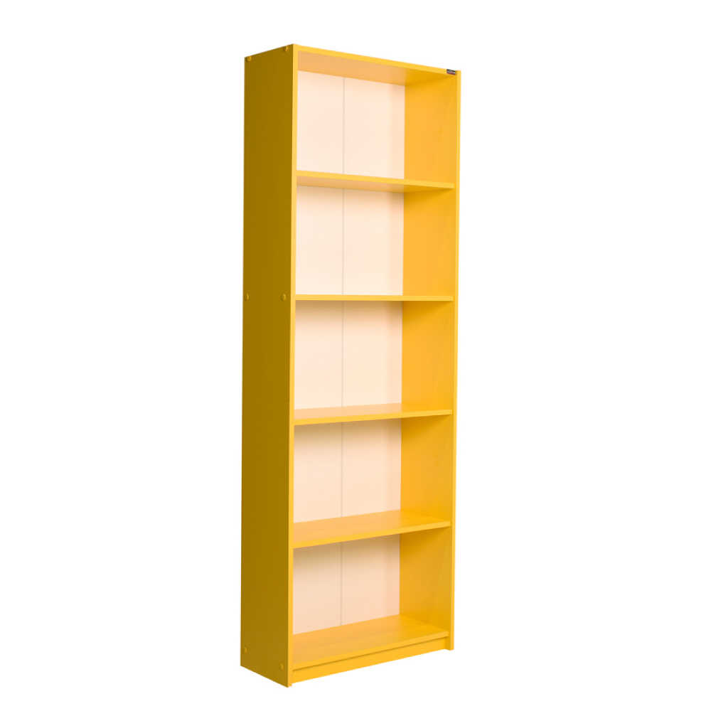 Biblioteca Adore Modern, 5 rafturi, Galben, 64x182x26 cm