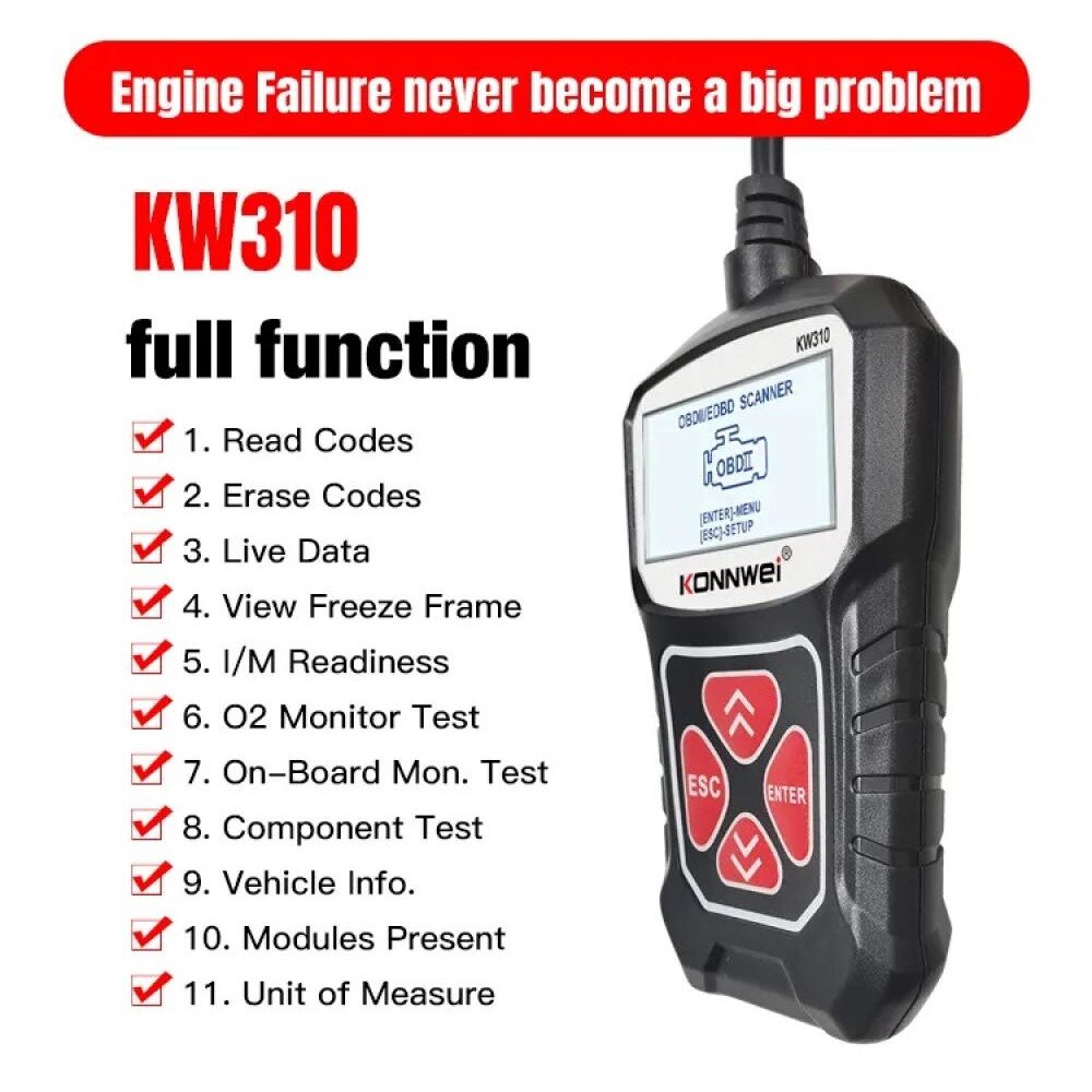 Тестер за диагностика Autoexpress, KONNWEI KW310, Диагностика на всички ...