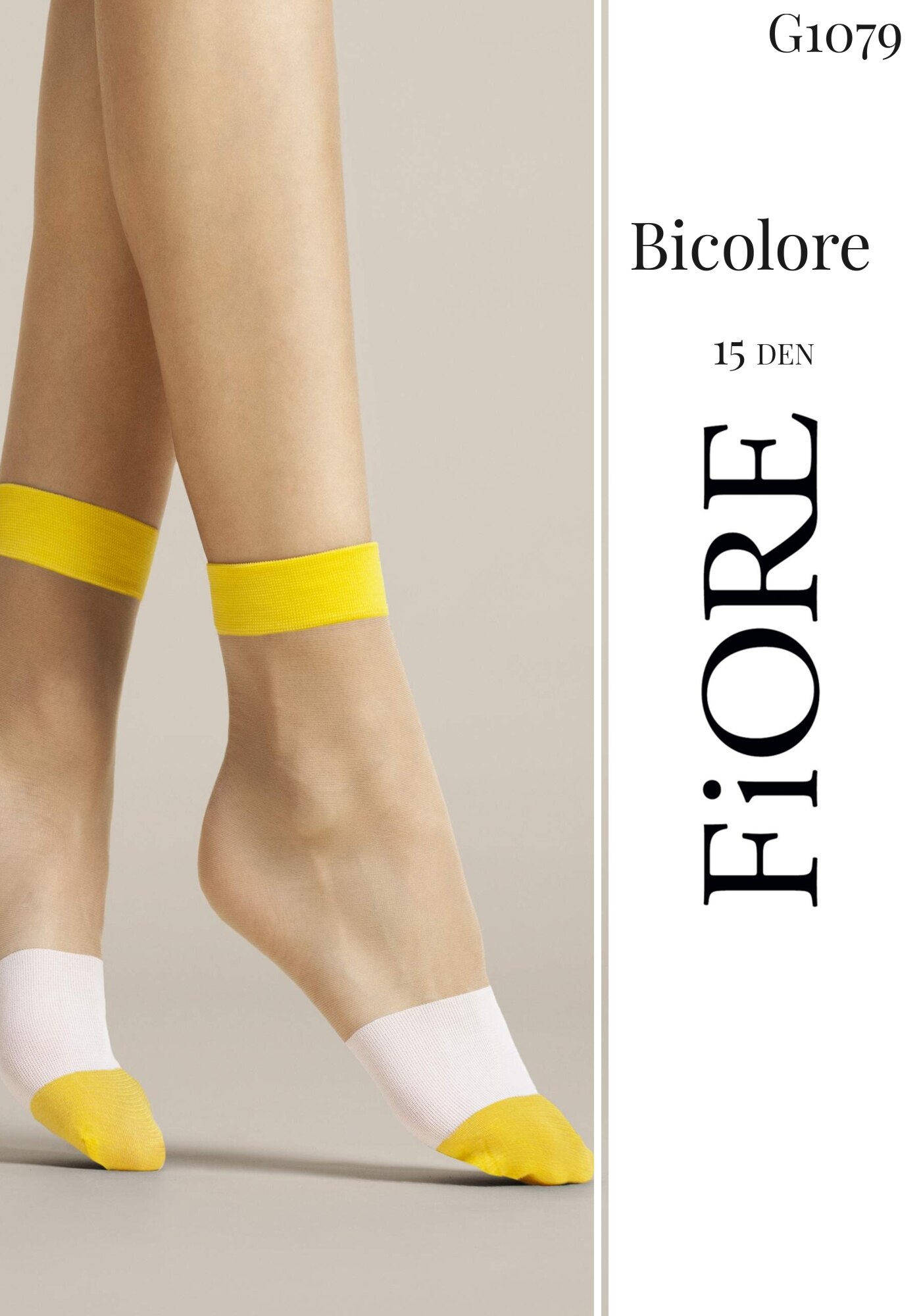 Sosete FIORE Bicolore 15 Den, One Size, Yellow/White