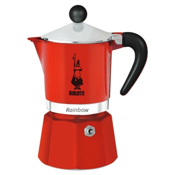 Espresor Bialetti Rainbow, capacitate 150 ml, pentru 3 cesti, Rosu Espresor Bialetti Rainbow, capacitate 150 ml, pentru 3 cesti, Rosu