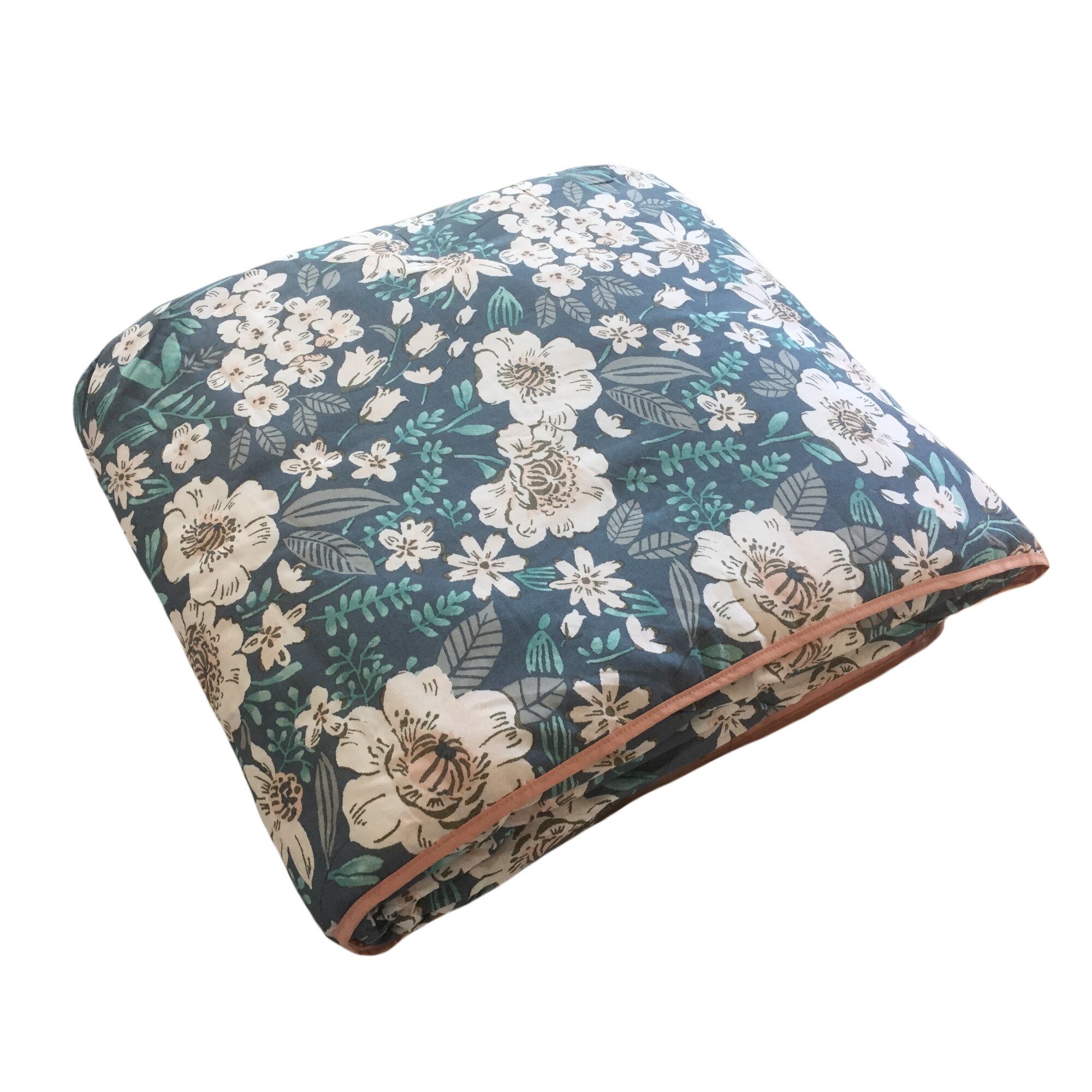 Pilota cu puf de gasca 200x220 albastru floral