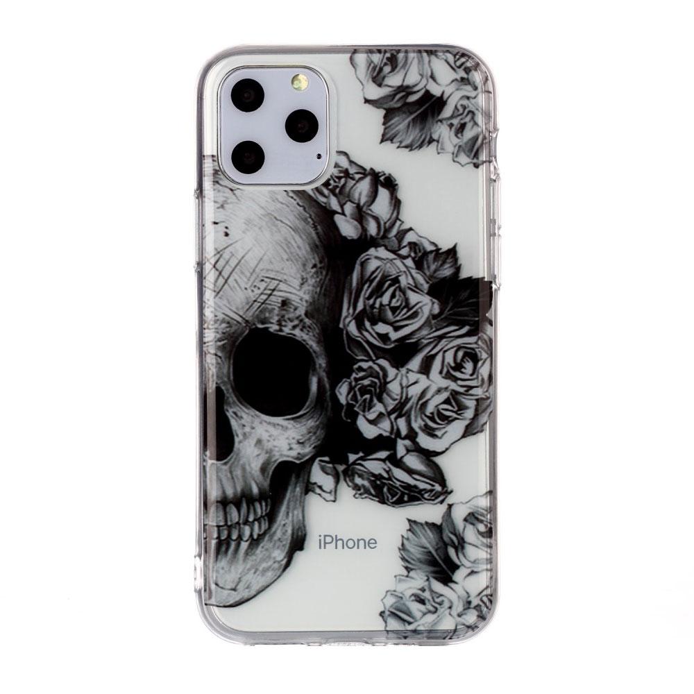 Husa silicon Apple iPhone 11 Pro model Skull Roses, Antisoc, TPU Transparent/Negru