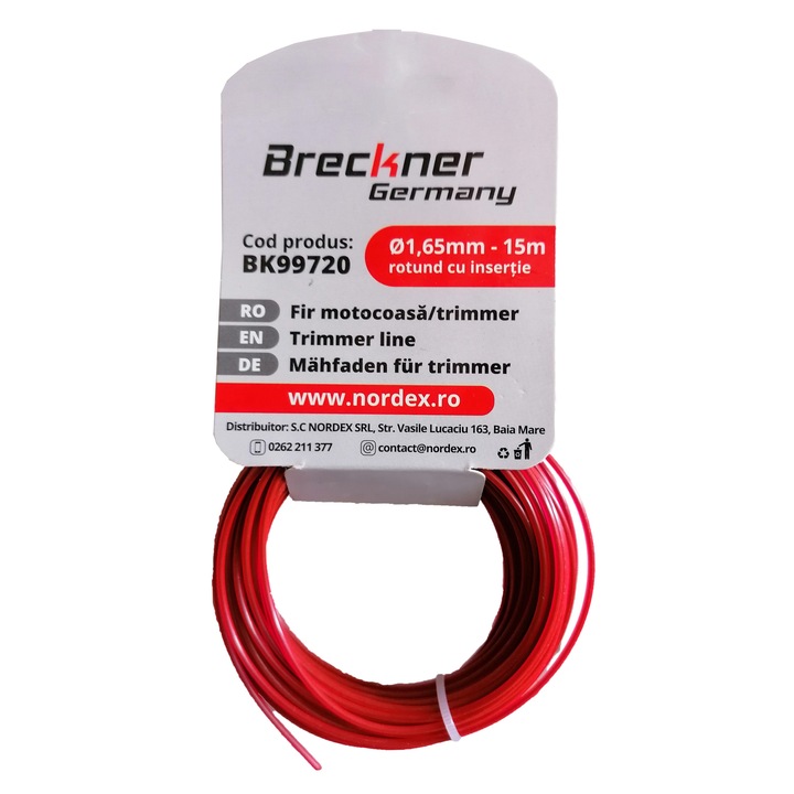 Breckner Germany Fűkasza damil, 1,65 mm x 15 m, kerek, betéttel
