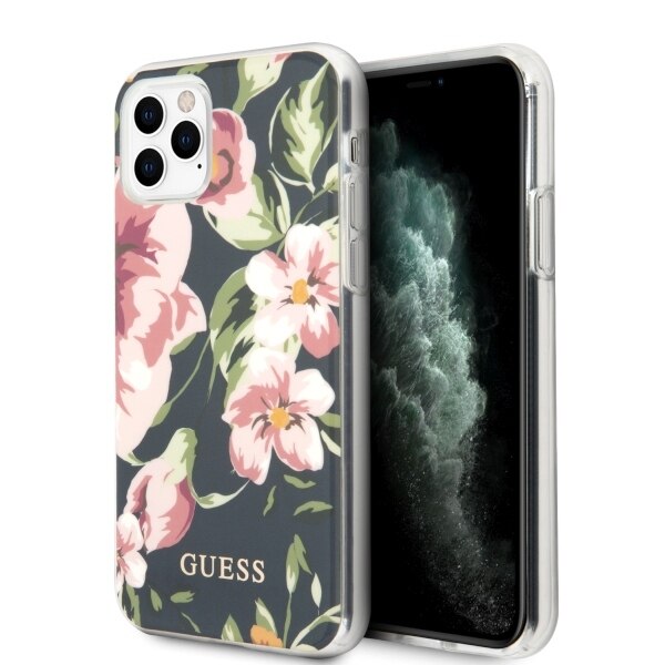 Husa iPhone 11 Pro Guess Flower Collection Navy design 3