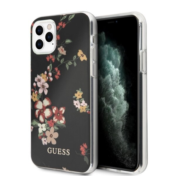 Husa iPhone 11 Pro Guess Flower Collection Black design 4