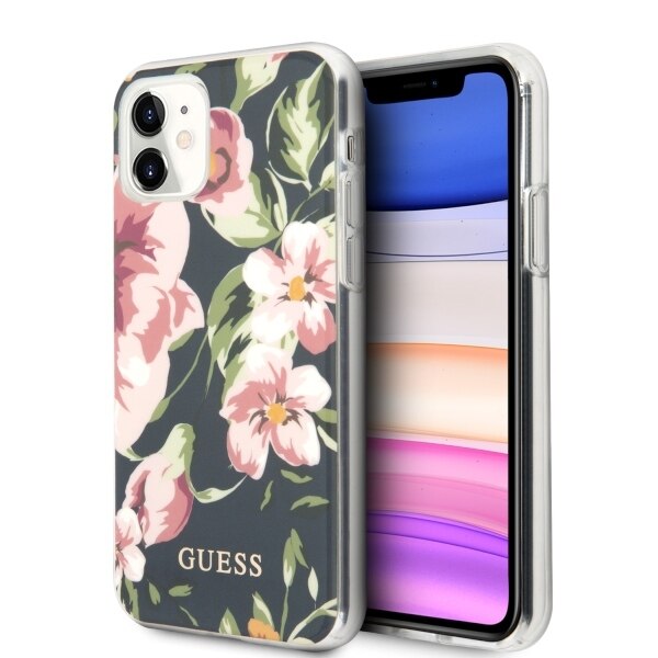 Husa iPhone 11 Guess Flower Collection Navy design 3