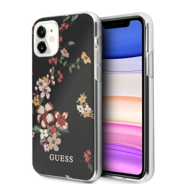 Husa iPhone 11 Guess Flower Collection Black design 4