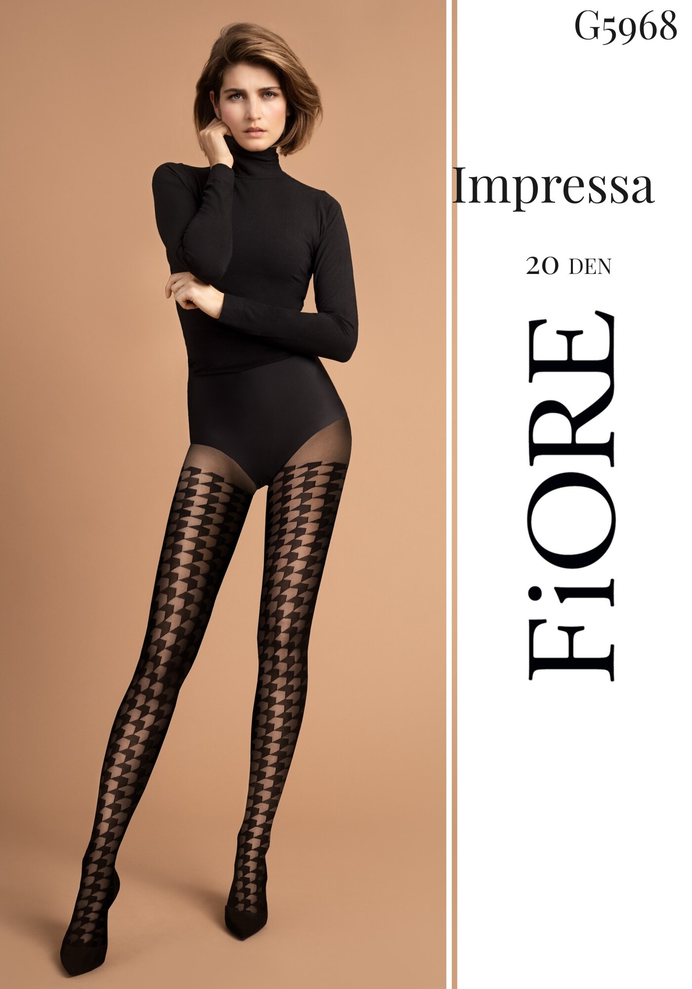 Ciorap FIORE Impressa 20 Den, Negru