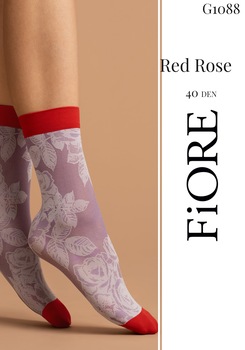 Sosete FIORE Red Rose 40 Den, One Size, Red/Lilac Sosete FIORE Red Rose 40 Den, One Size, Red/Lilac