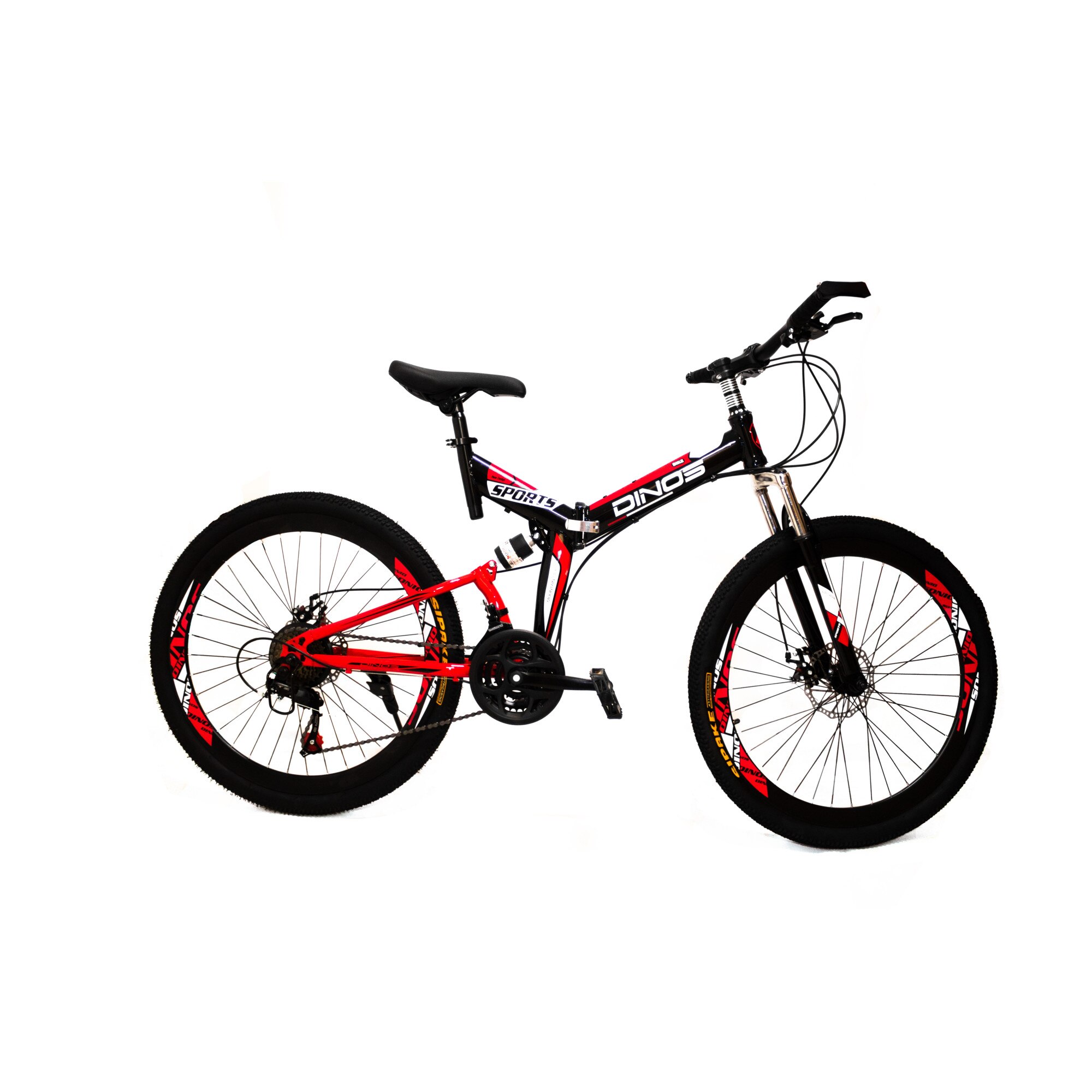 Велосипед, DINOS, SportCompact 26", Сгъваем, Черно/Червен - eMAG.bg