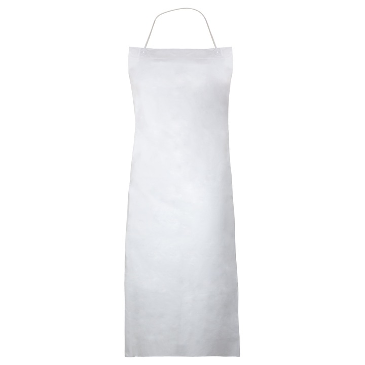 Prima védőkötény, zsinórral, PVC, 0,32 mm vastag, 75x110 cm, fehér, 1 darab