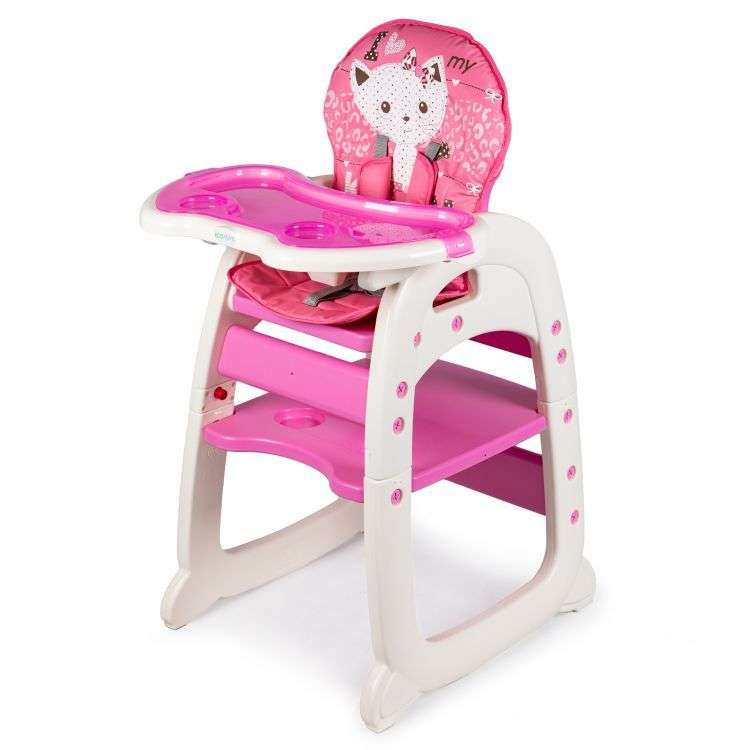 Scaun inalt Ecotoys 2in1 Ecotoys - Pisica - roz
