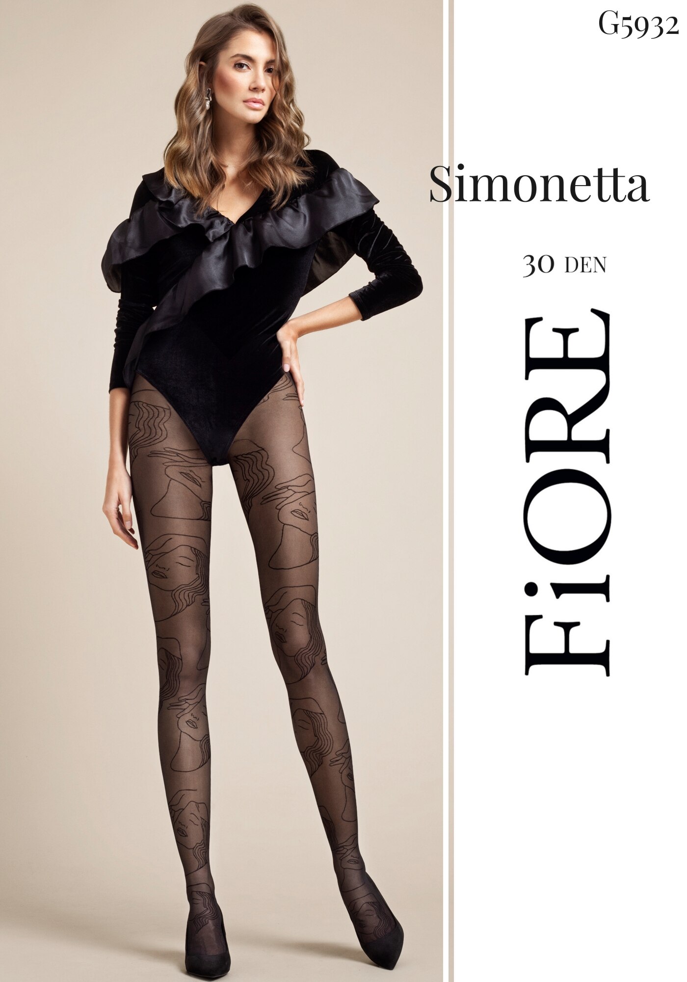 Ciorap FIORE Simonetta 30 Den, Negru