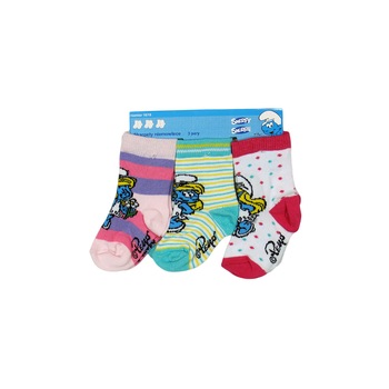 Set 3 perechi, sosete bebelusi, Strumfi, multicolori, 16/18 Set 3 perechi, sosete bebelusi, Strumfi, multicolori, 16/18