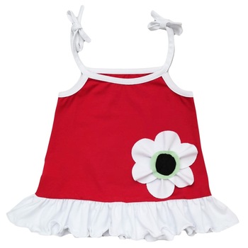 Rochita Mic Pitic R1 din tricot subtire cu bretele si cu floare aplicata, 62-68 cm, Rosu, 62-68 CM Rochita Mic Pitic R1 din tricot subtire cu bretele si cu floare aplicata, 62-68 cm, Rosu, 62-68 CM