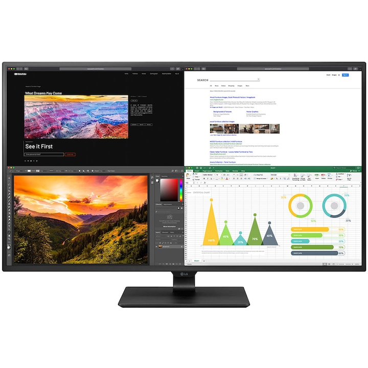 LG 43UN700 UHD monitor, IPS, 42.5", 3840x2160, HDR10, HDMI, DP, USB-C
