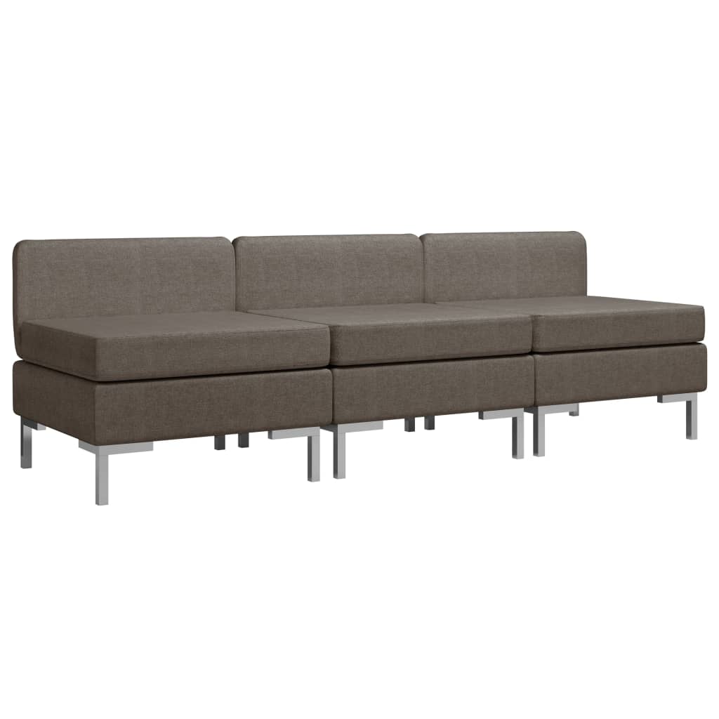 Canapea de mijloc tapitata 3 locuri cu 3 piese vidaXL- Tesatura, 65 x 65 x 65 cm Maro
