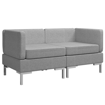 Canapea de colt tapitata 2 locuri cu 2 piese vidaXL, Tesatura, 65 x 65 x 65 cm Gri deschis Canapea de colt tapitata 2 locuri cu 2 piese vidaXL, Tesatura, 65 x 65 x 65 cm Gri deschis