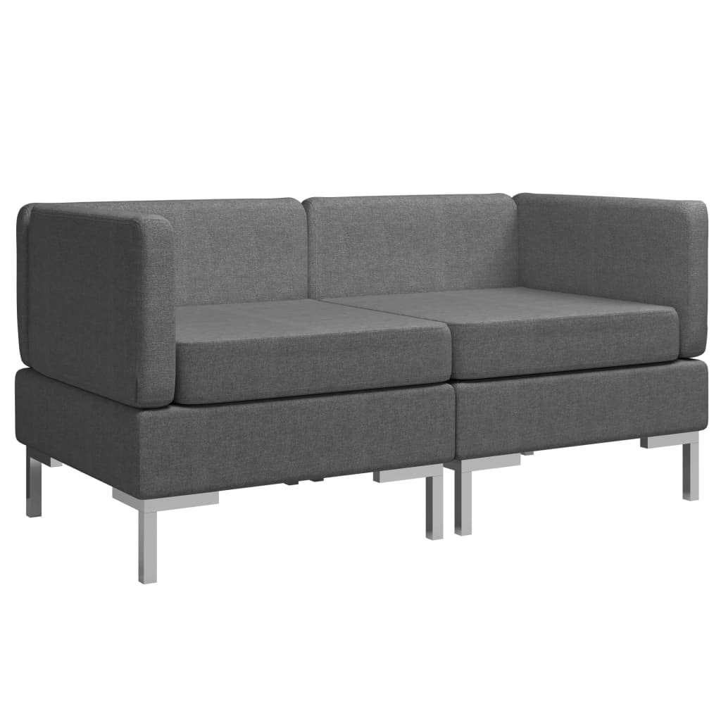 Canapea de colt tapitata 2 locuri cu 2 piese vidaXL, Tesatura, 65 x 65 x 65 cm Gri inchis