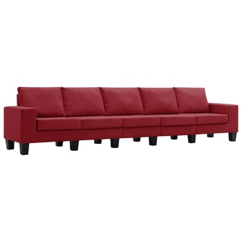 Canapea tapitata cu 5 locuri vidaXL, Tesatura, 310 x 70 x 75 cm Rosu Canapea tapitata cu 5 locuri vidaXL, Tesatura, 310 x 70 x 75 cm Rosu